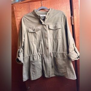 Just Fab Army Green Canvas jacket gold accents